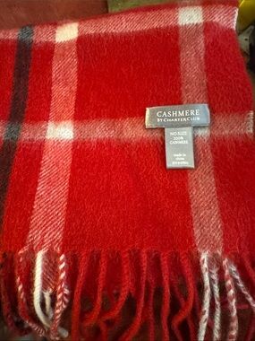 Charter Club Red Plaid Cashmere Scarf